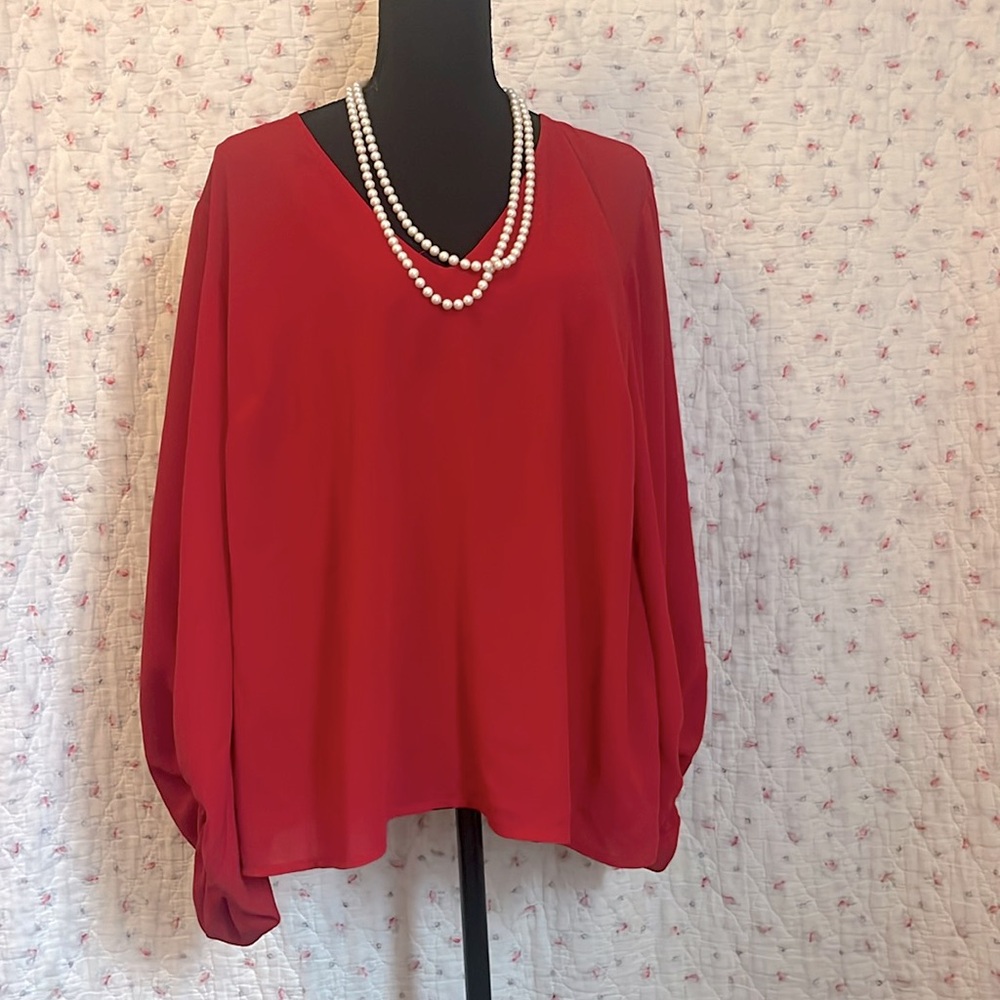 Eloquii red polyester dress shirt